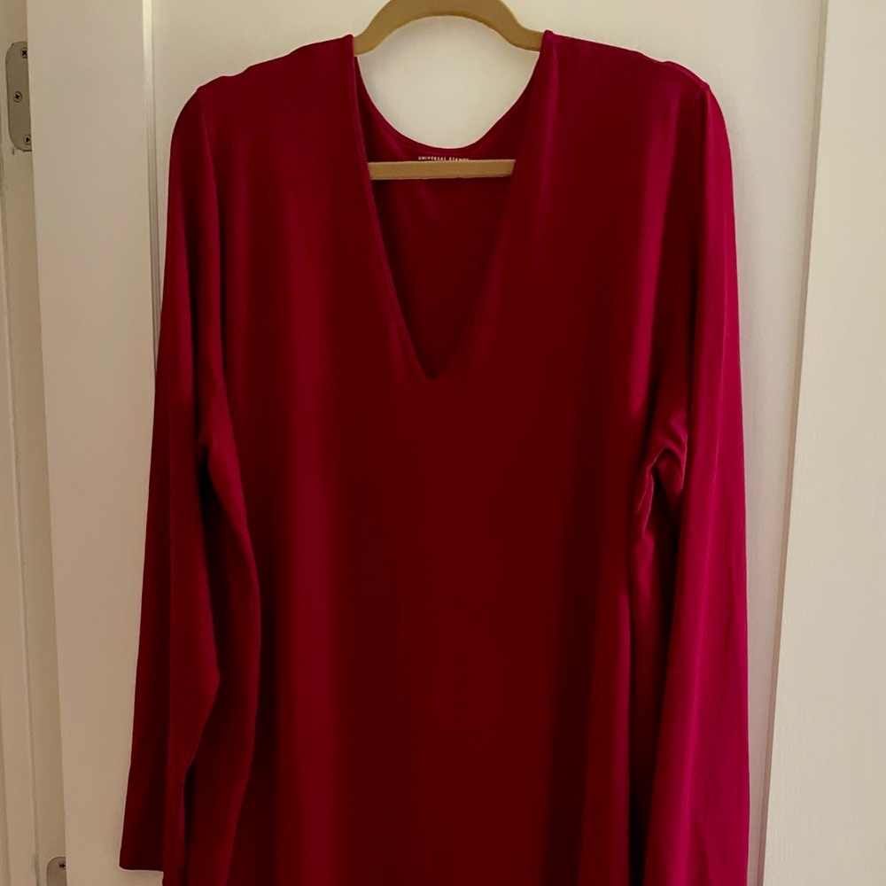 Universal Standard Long Sleeve V Neck Geneva Dress Red 3XL